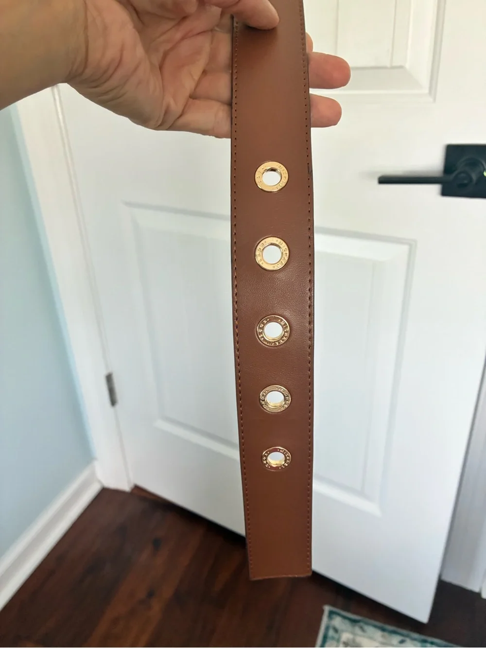 Michael Kors Brown Leather Belt with Gold Buckle